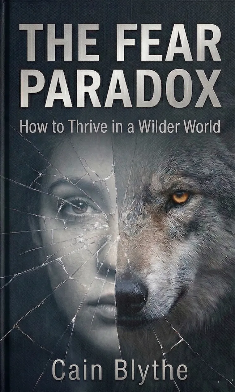 The Fear Paradox book cover: a wolf breaking through shattered glass